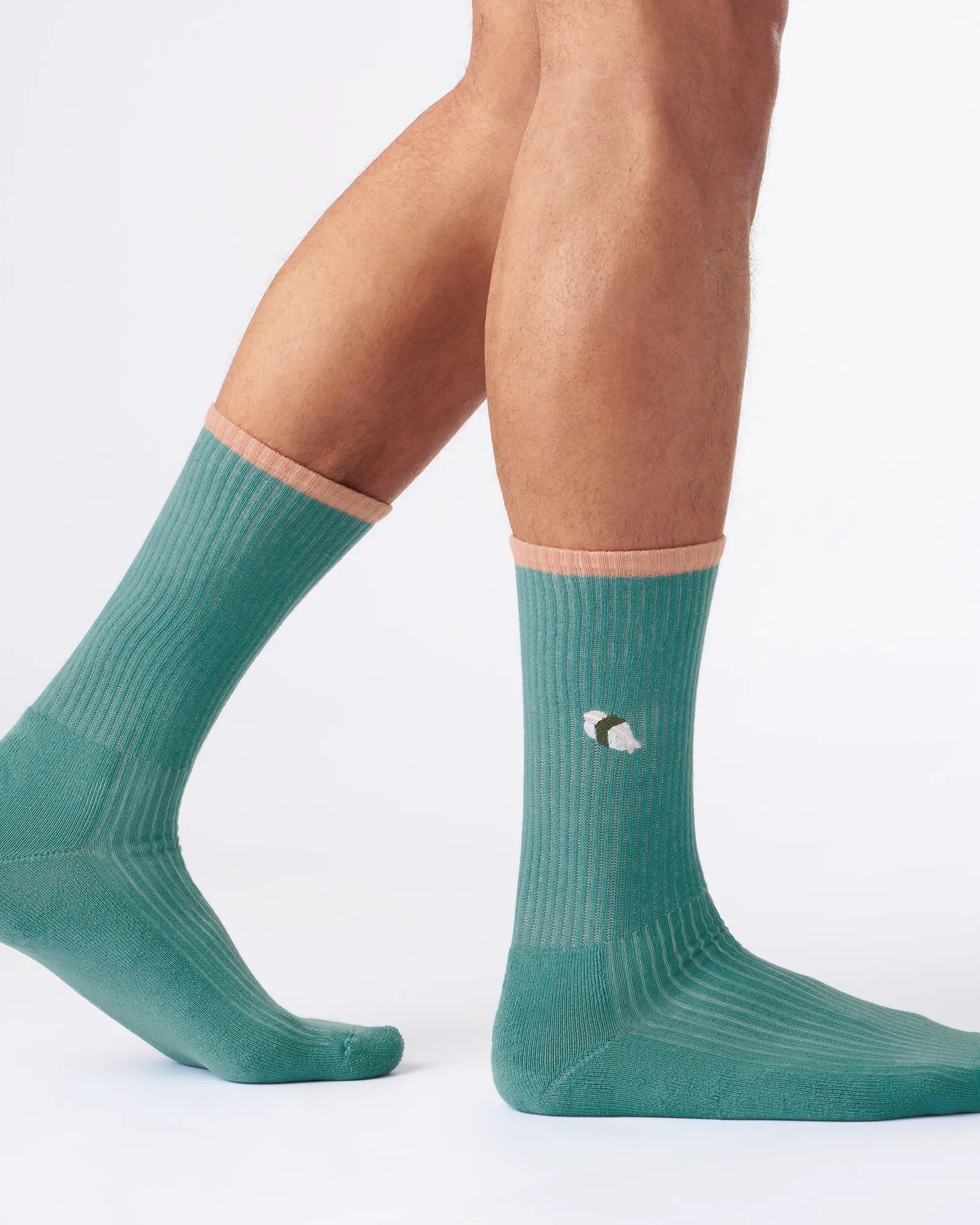 Grüne socken, Motiv socken, sushi motiv, strick motiv, crew style, sport socken Fußmodel