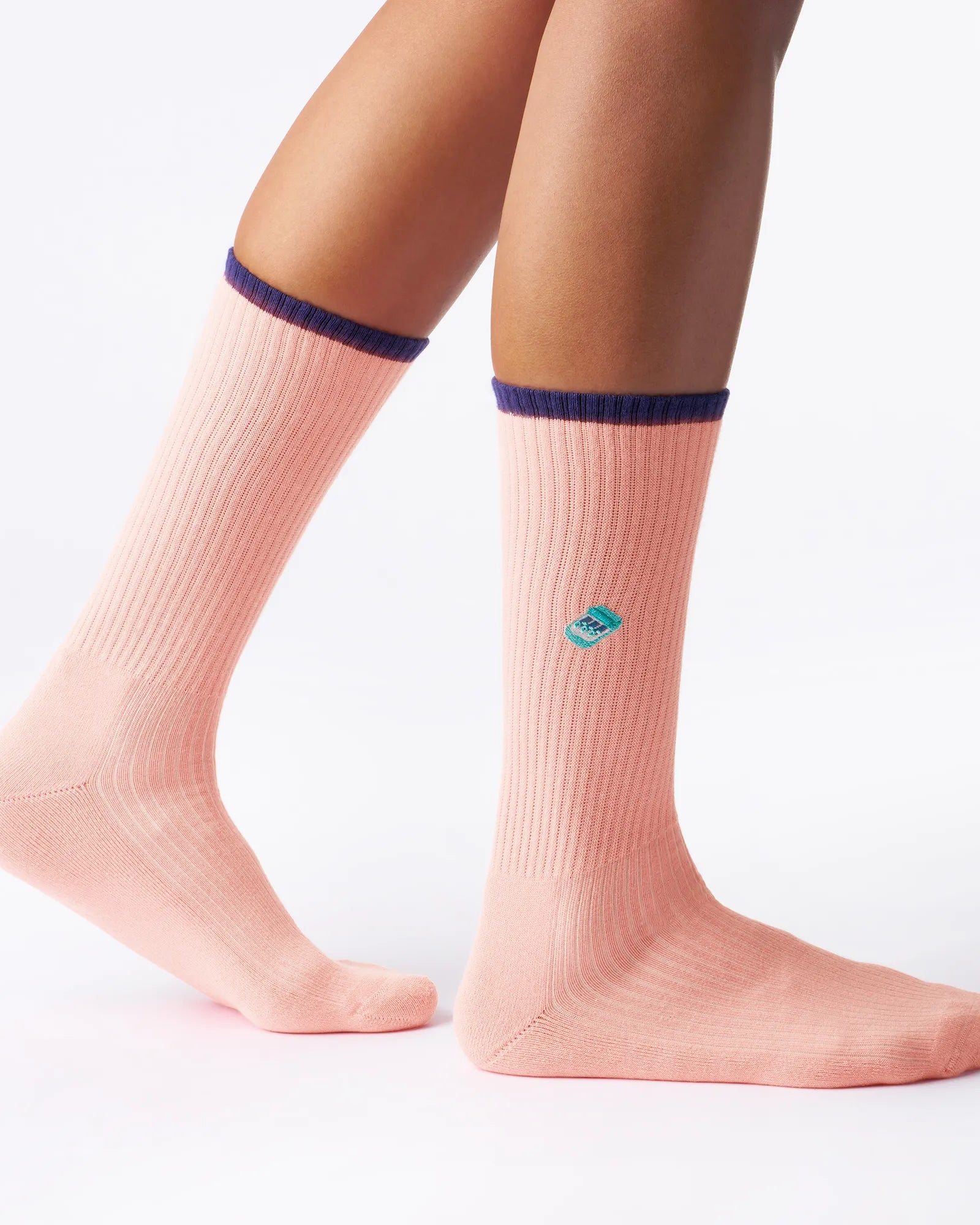 Rosa tennis socken, crew style, 80s, 80er motiv socken, tunfish strick motiv, sport socken