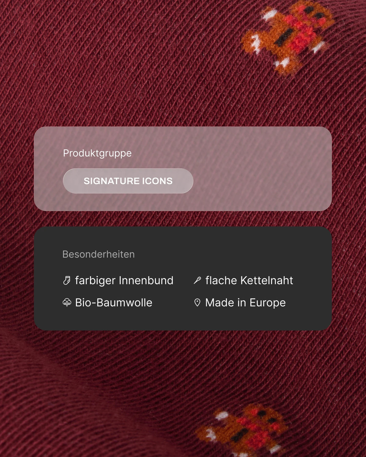 Weihnachtssocken Lebkuchenmann in Wine Red – Produktdetails