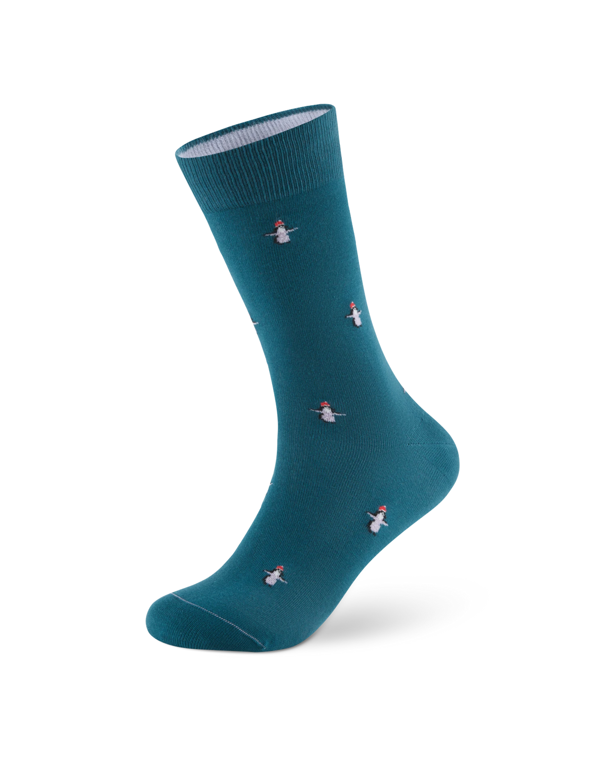 Weihnachtssocken Pinguin in Teal Blue – Packshot