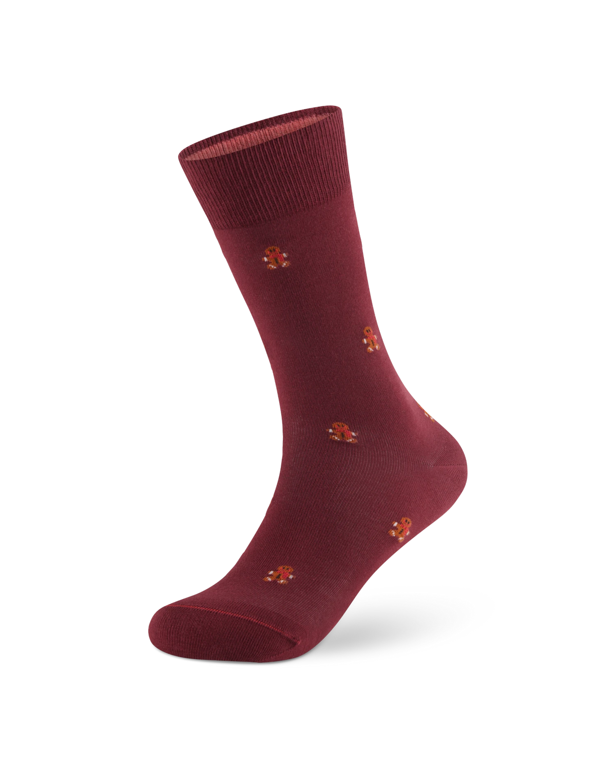 Weihnachtssocken Lebkuchenmann in Wine Red – Packshot