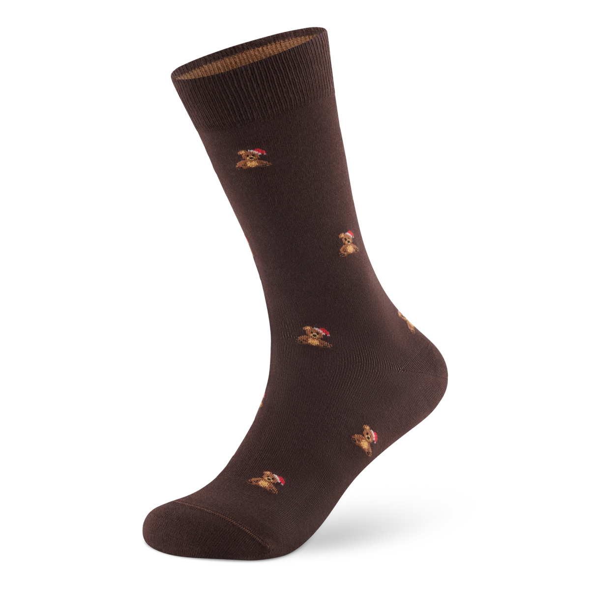 Weihnachtssocken Teddy in Dark Brown – Packshot