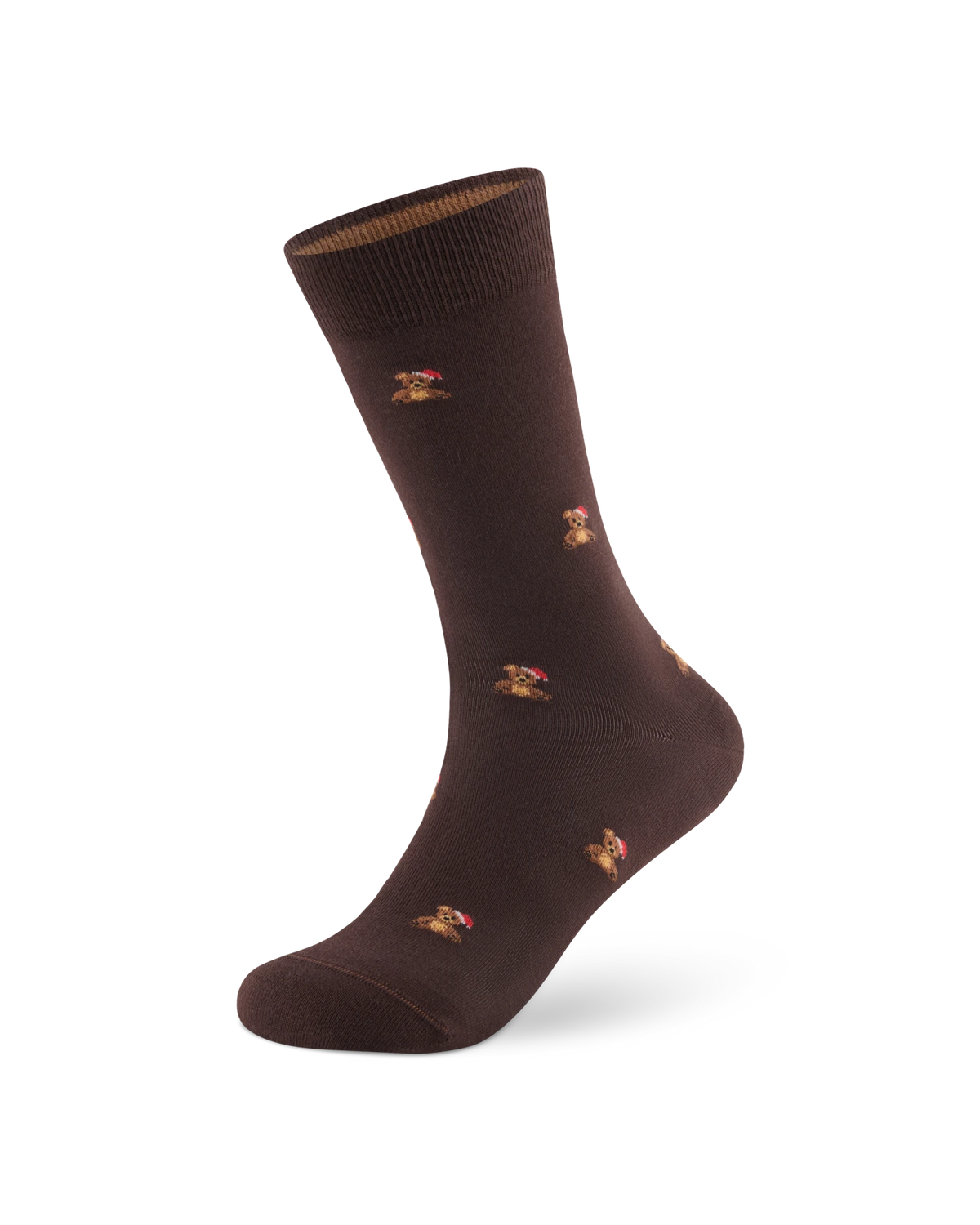 Weihnachtssocken Teddy in Dark Brown – Packshot