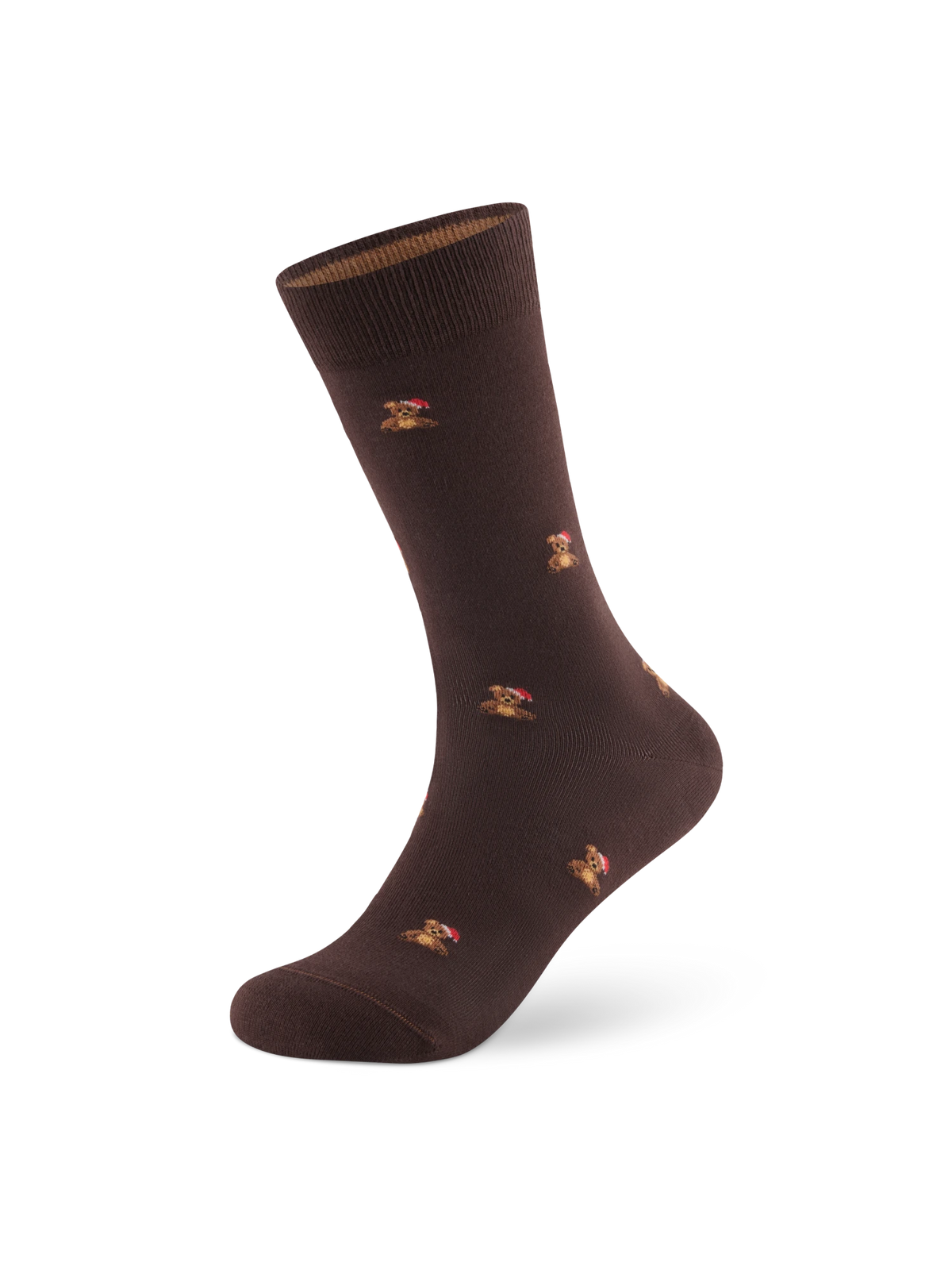 Weihnachtssocken Teddy in Dark Brown – Packshot