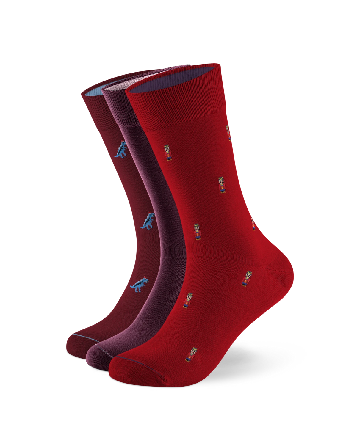 3 Paar Socken: Classic & Weihnachtsicons in Rot