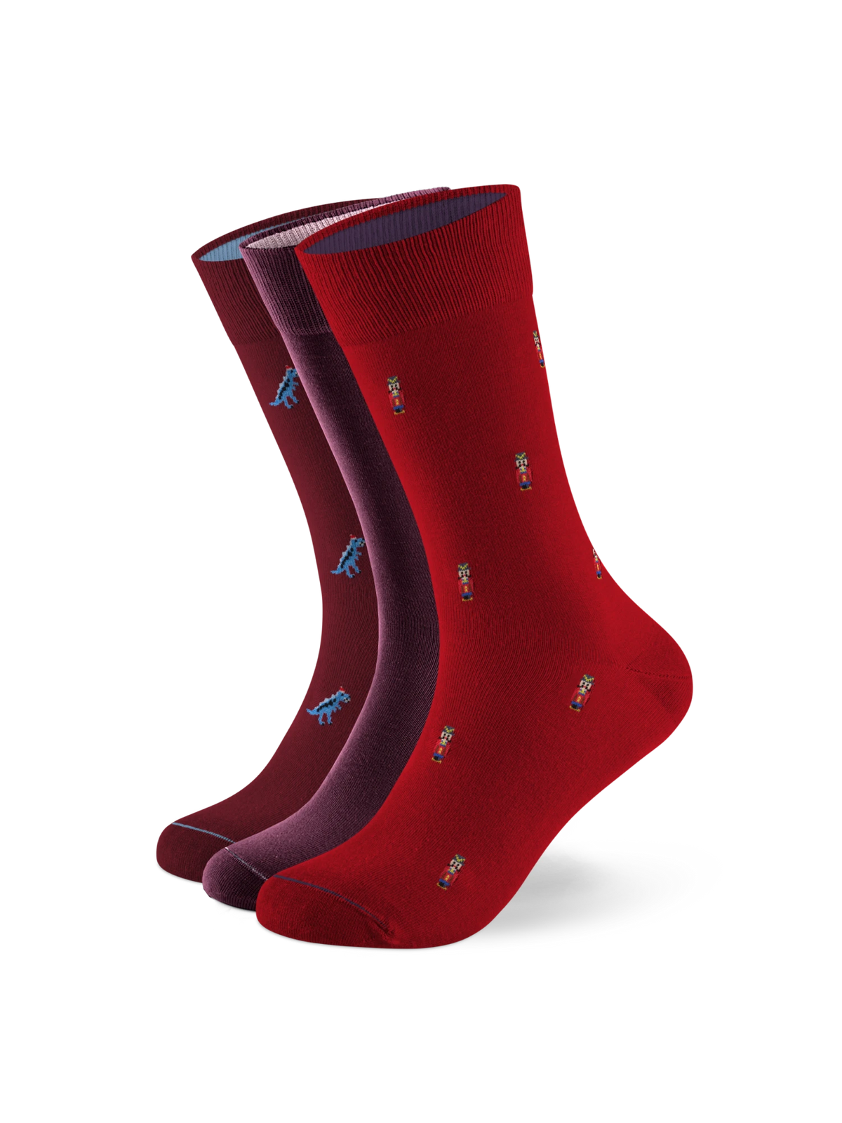 3 Paar Socken: Classic & Weihnachtsicons in Rot