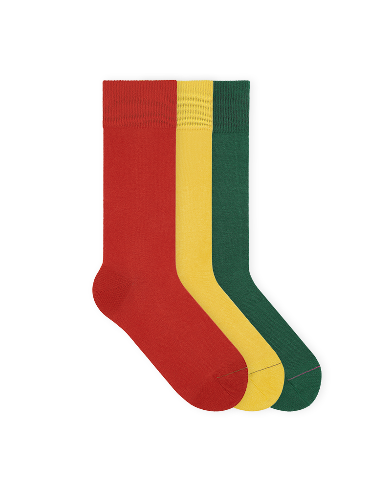 einfarbige-bunte-socken-grün-red-light-yellow