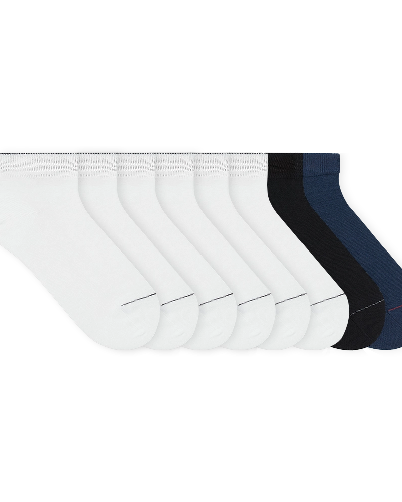 kurze sneaker socken set weiß schwarz Dunkelbau - white black navy classic sneaker socks
