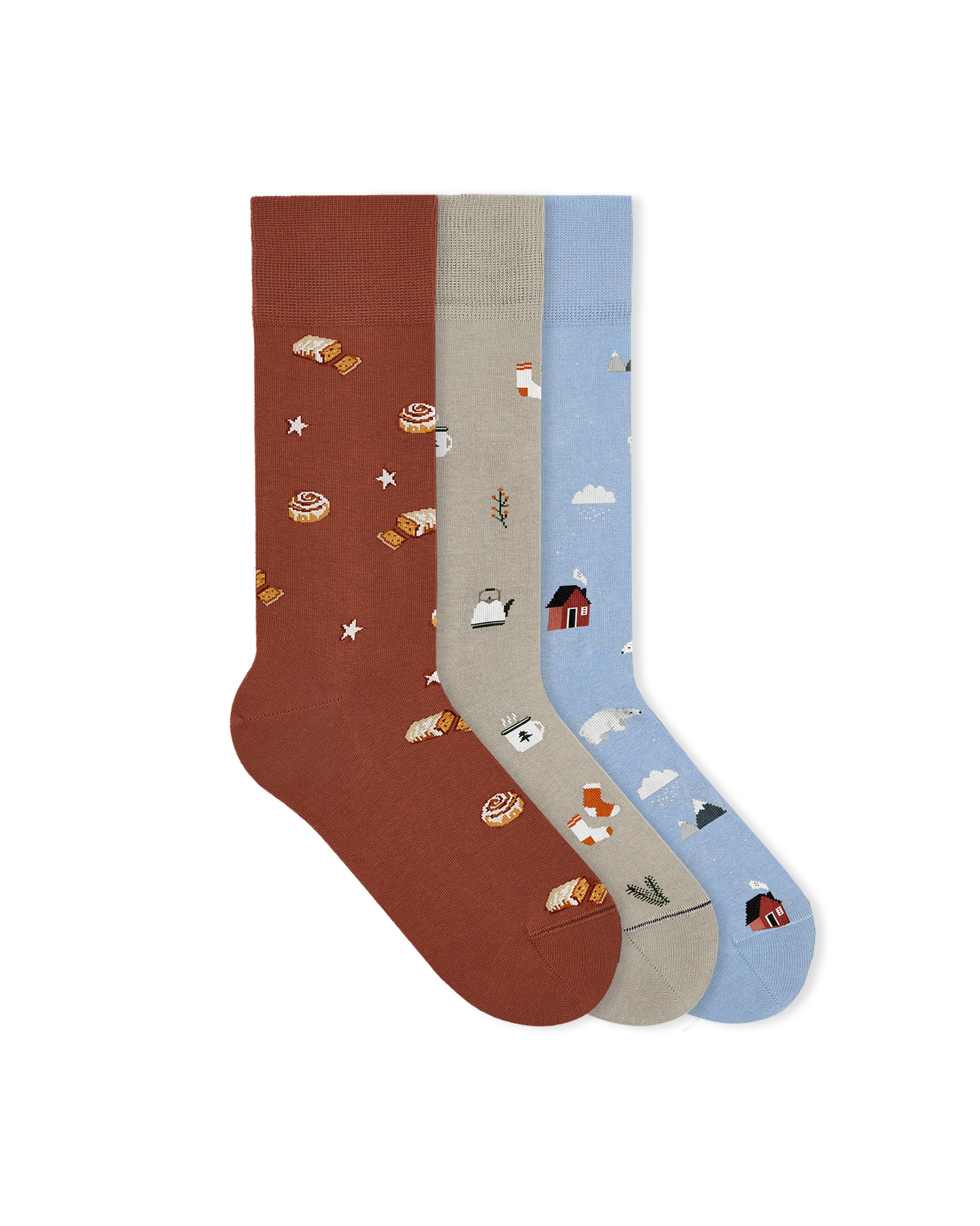 Weihnachtssocken christmas socks motiven fun motifs lustig Lebkuchen stollen hitter schnee snow huts ski coco glühwein