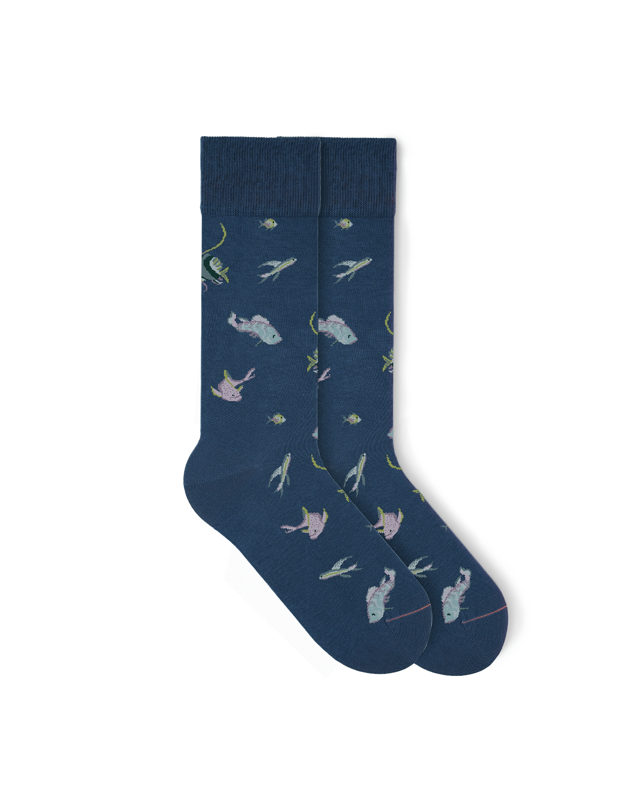 Fish_gemusterte_socken blau nachhaltig Ozean motiv Socken lustige socken Anzugssocken business socken
