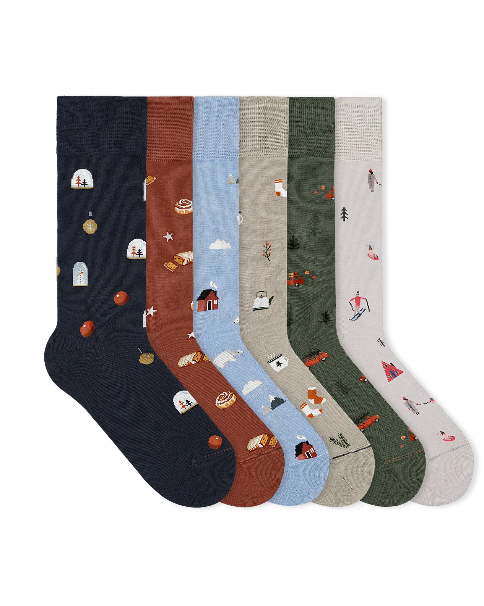 Weihnachtssocken christmas socks motiven fun motifs lustig Lebkuchen stollen hitter schnee snow huts ski coco glühwein