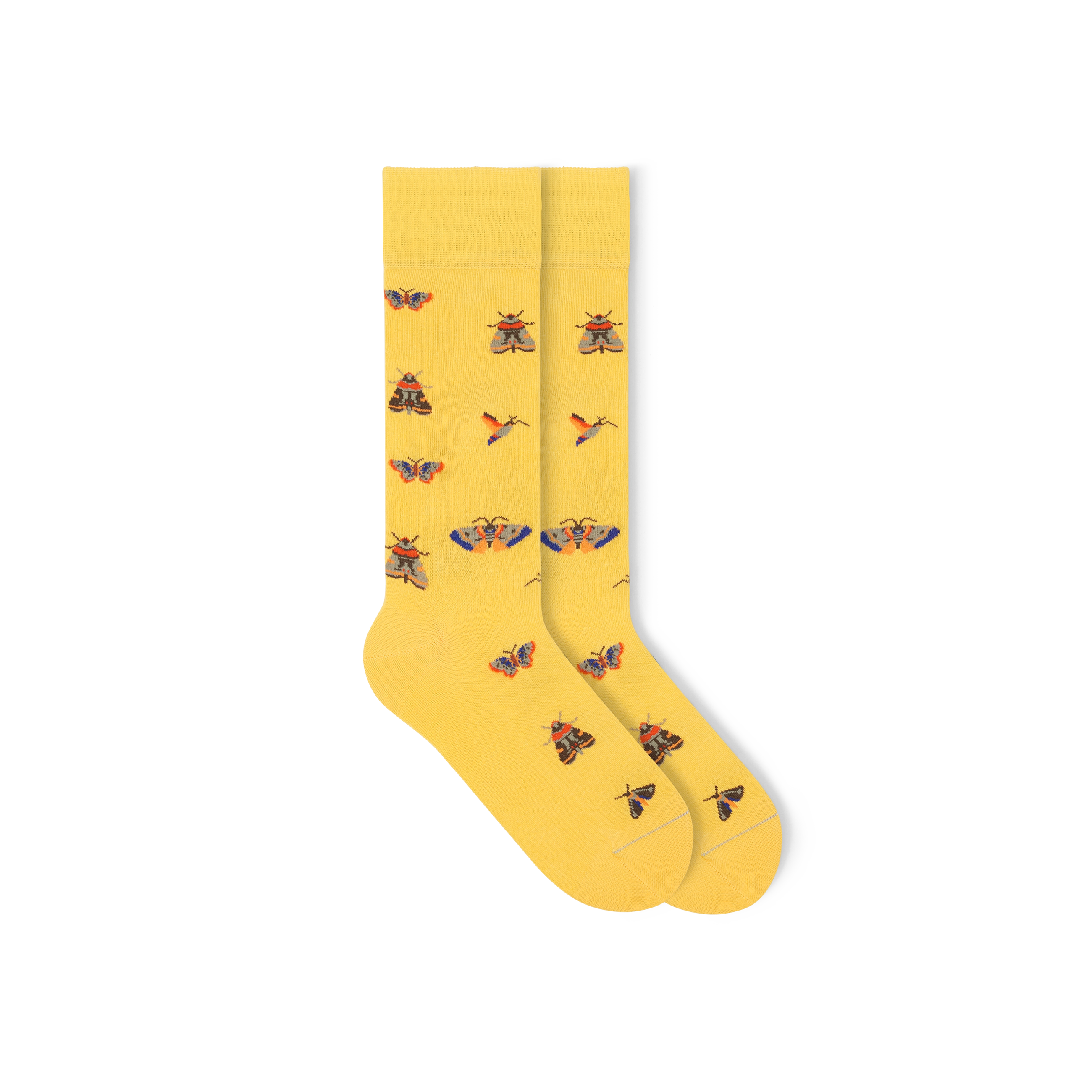Moth_gemusterte_socken gelbe nachhaltige socken Natur Liebhaber socken bunte socken lustige socken verrückte socken