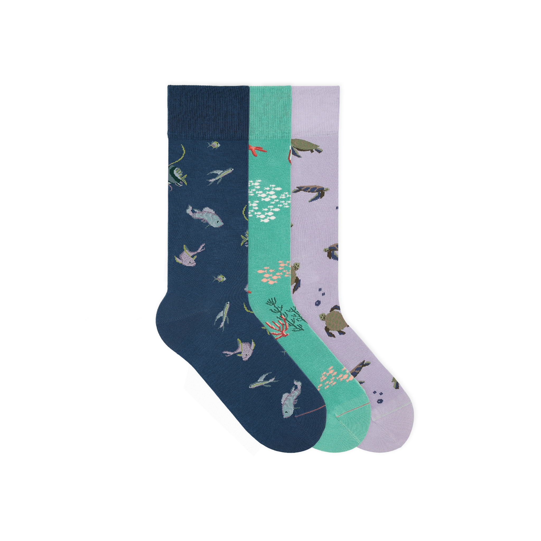 Set7_gemusterte_socken_corral fish muster ocean seaward