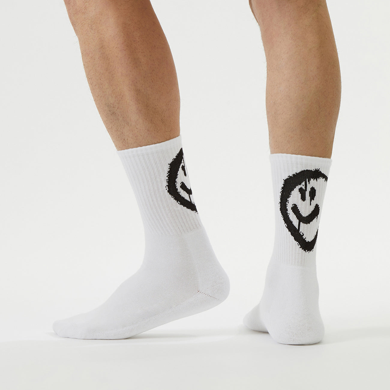 tennis socks white, weiße tennis socken mit smiley im schwarz Crew style socks, sport socks, sneaker socks, 80s socks, retro socks