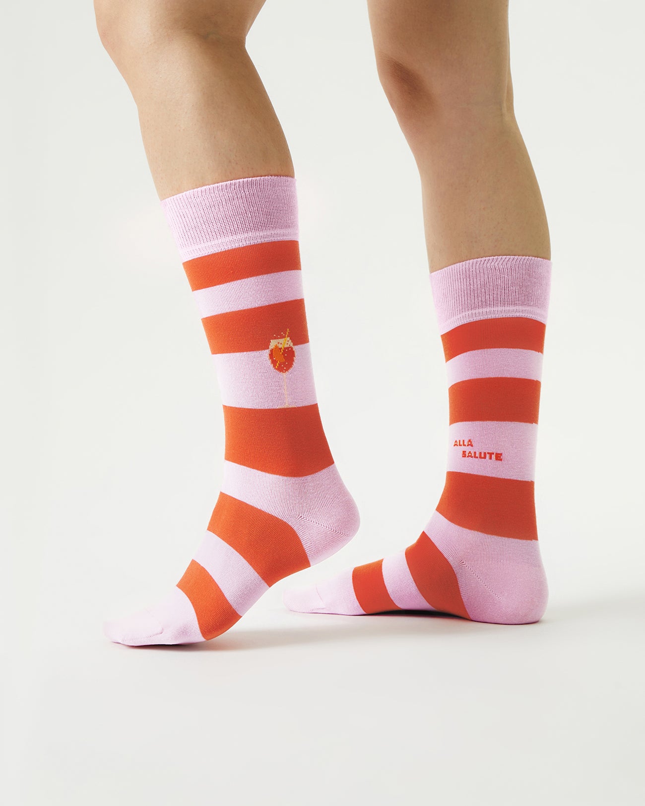 striped socks with aperol spritz motif