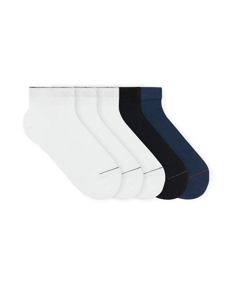 kurze sneaker socken set basics - black and white navy classic sneaker socks 5-pack