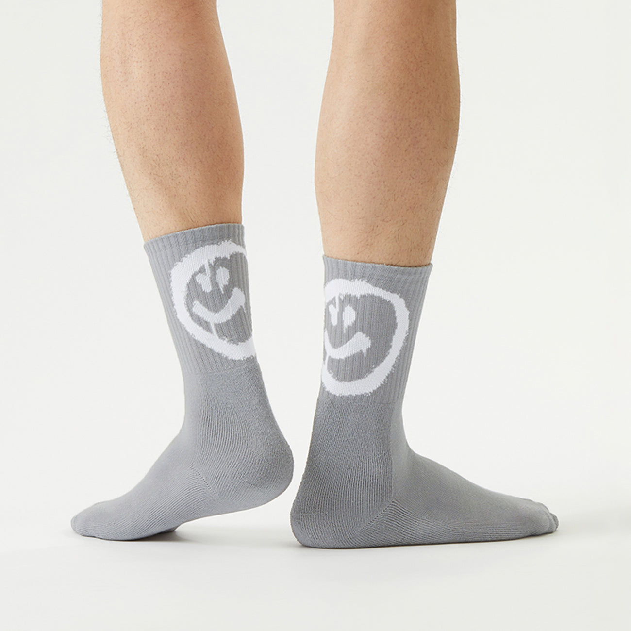 tennis socks gray tennis socken mit smiley Crew style socks, sport socks, sneaker socks, 80s socks, retro socks