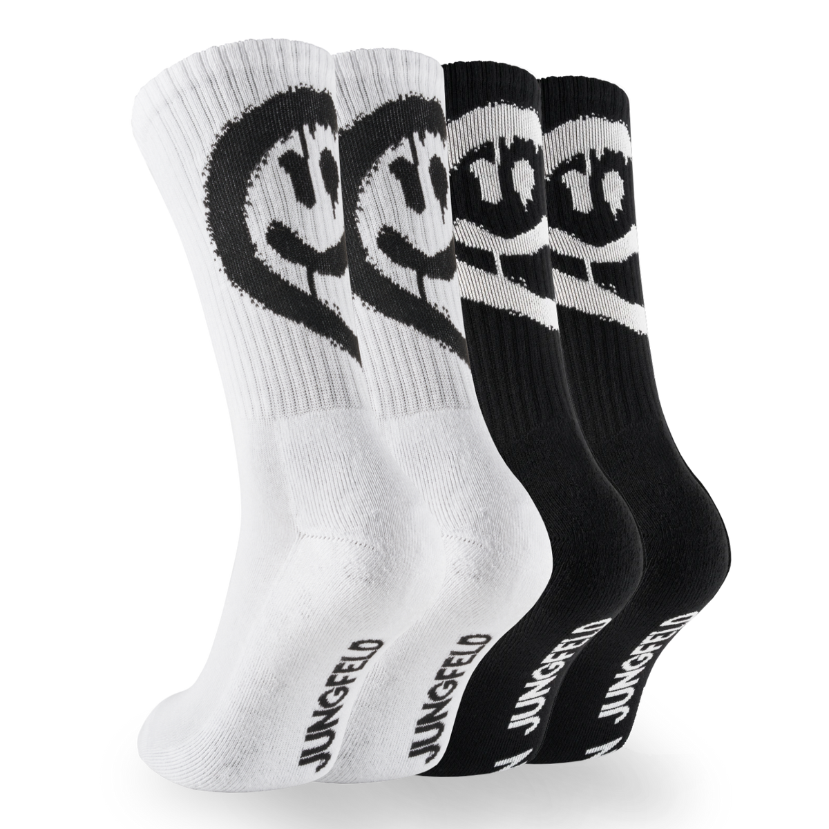 Tennissocken mit Happy Face & Graffiti im Set – 4 oder 6 Paar