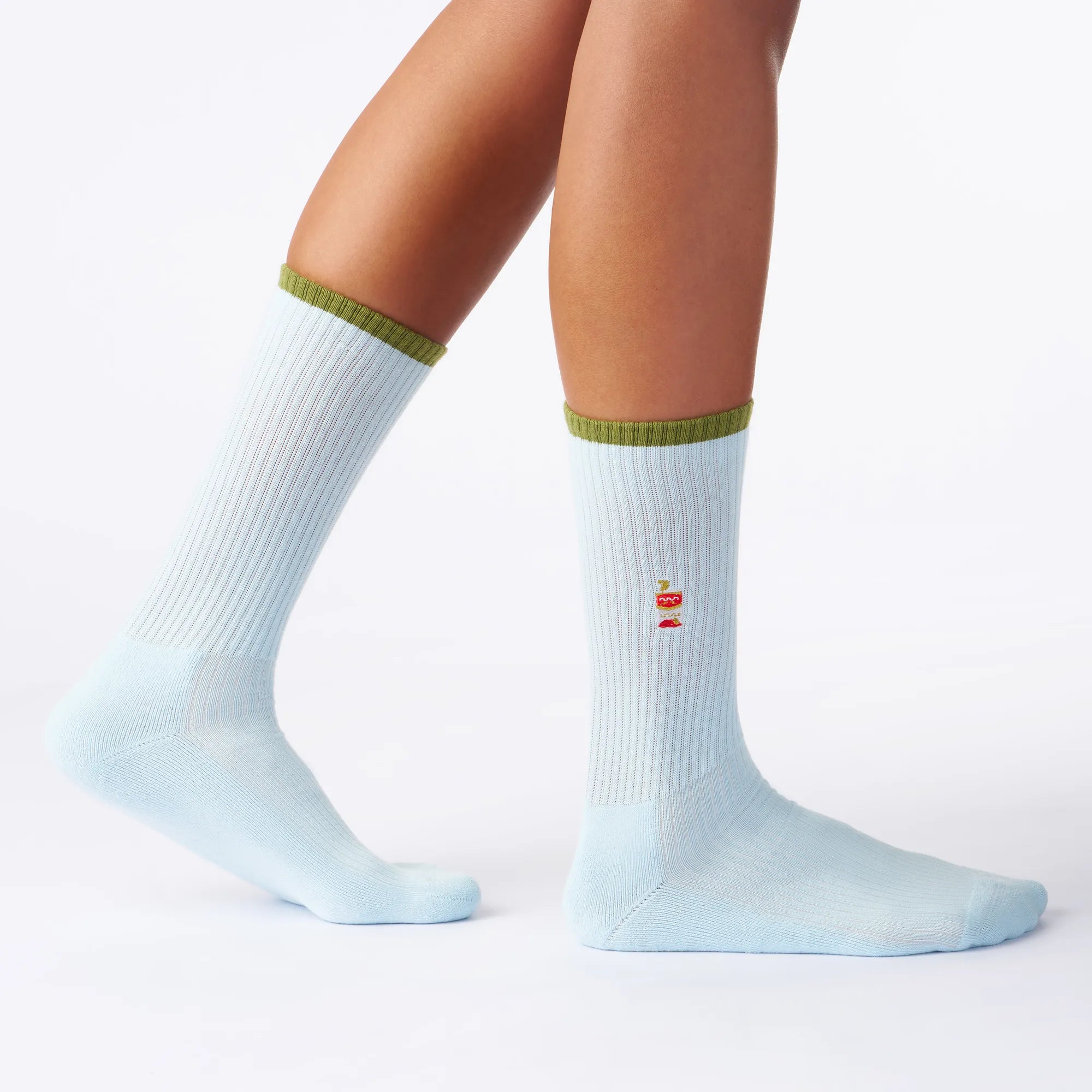 Blaue tennis socken, crew style, 80s, 80er motiv socken, tomate strick motiv, sport socken Fußbilder