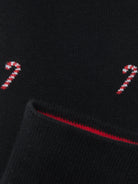 Weihnachtssocken Zuckerstange in Midnight Black – Detail mit Innenbund