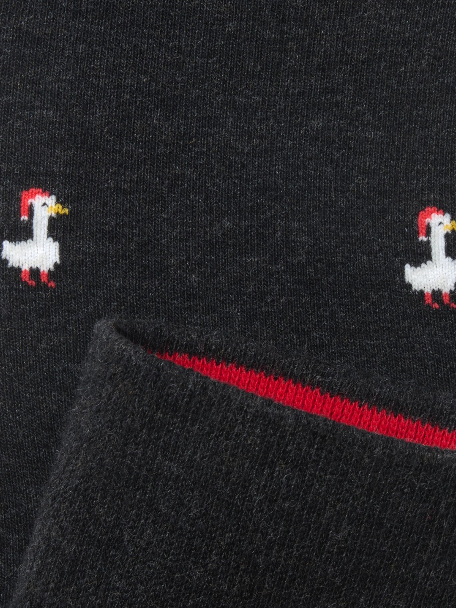 Weihnachtssocken Gans in Melange Black – Detail mit Innenbund