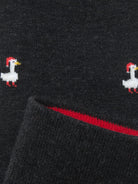 Weihnachtssocken Gans in Melange Black – Detail mit Innenbund