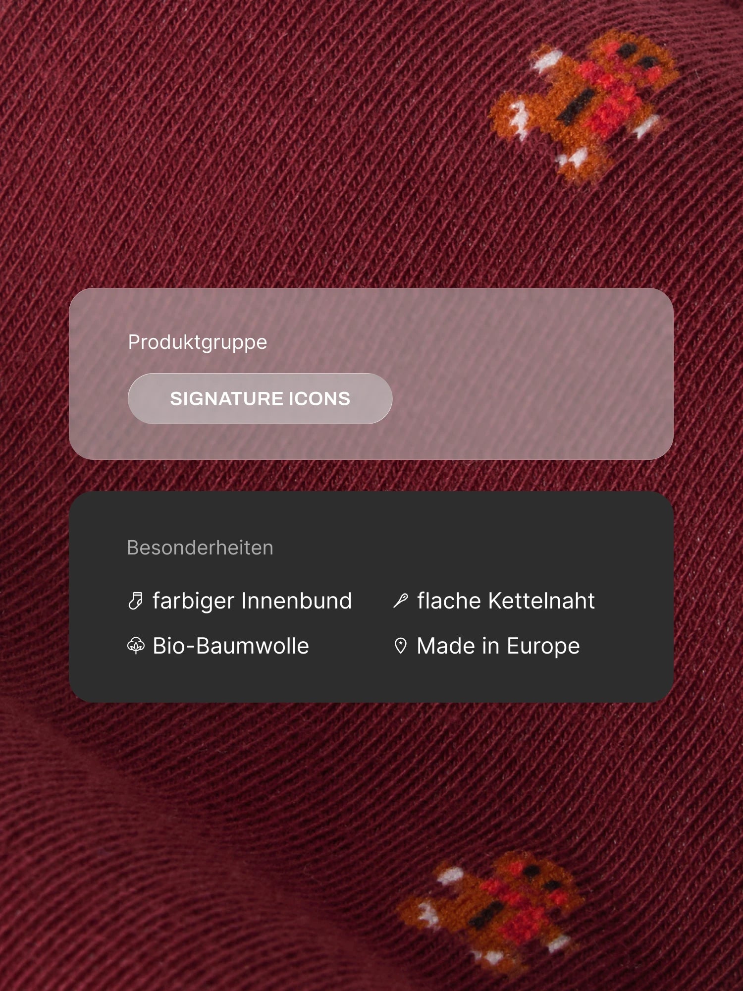 Weihnachtssocken Lebkuchenmann in Wine Red – Produktdetails