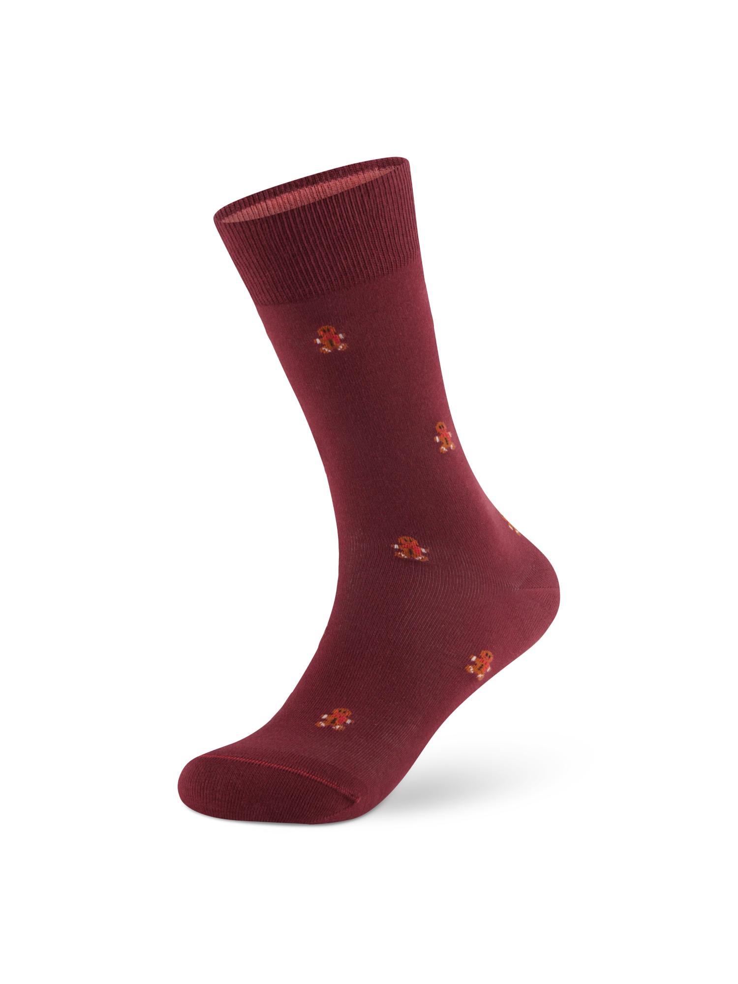 Weihnachtssocken Lebkuchenmann in Wine Red – Packshot