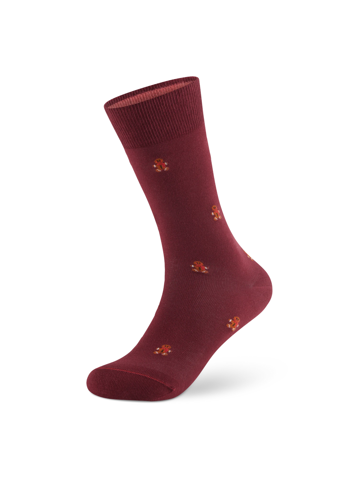 Weihnachtssocken Lebkuchenmann in Wine Red – Packshot