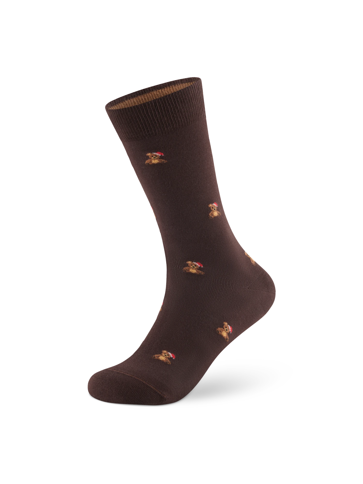 Weihnachtssocken Teddy in Dark Brown – Packshot