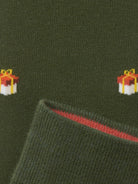 Weihnachtssocken Geschenk in Forest Green – Detail mit Innenbund