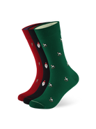 3 Paar Weihnachtssocken in Grün, Schwarz & Rot