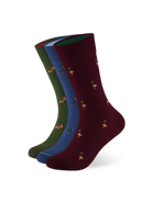 3 Paar Weihnachtssocken in Rot, Blau & Grün
