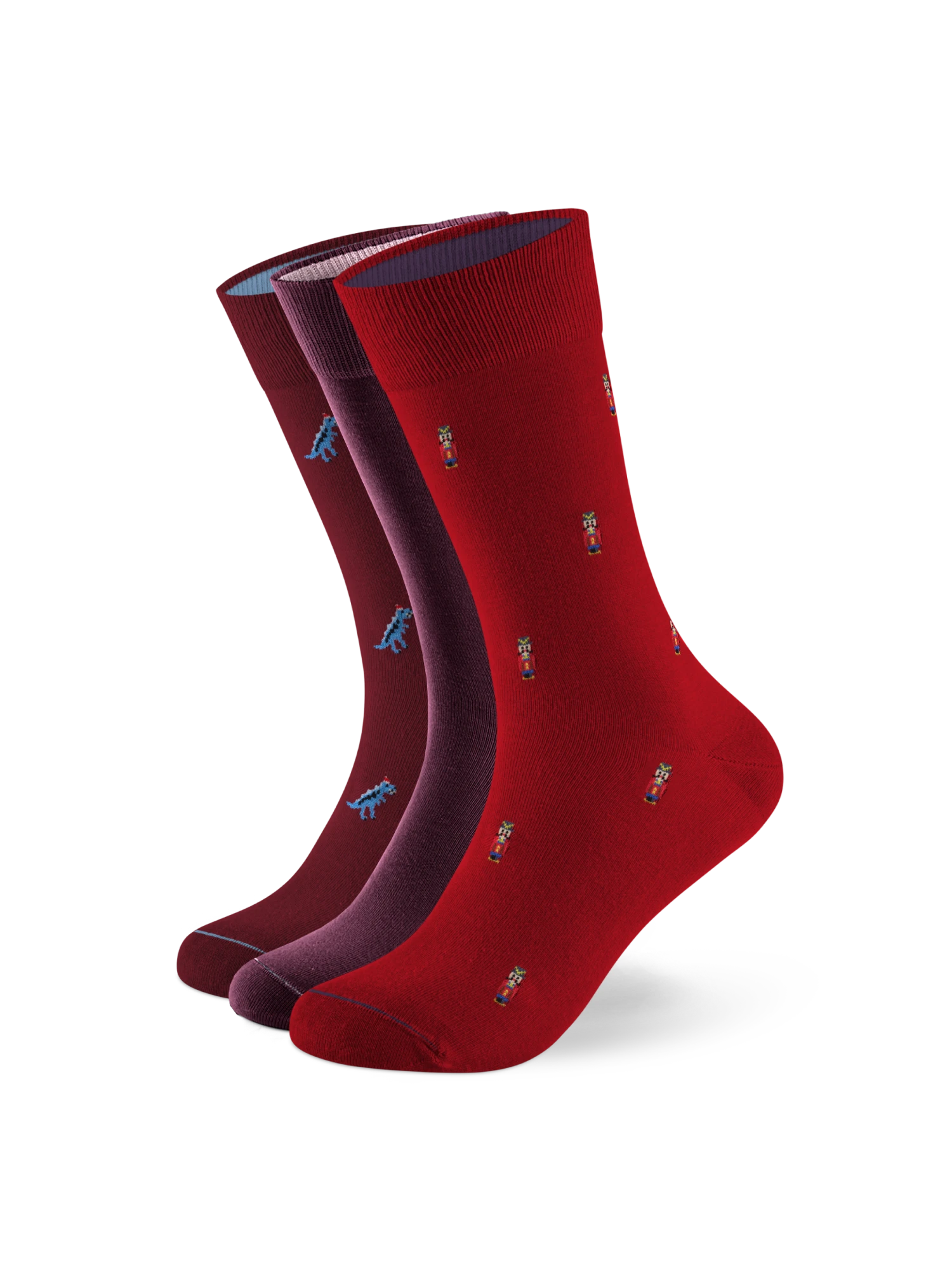 3 Paar Socken: Classic & Weihnachtsicons in Rot