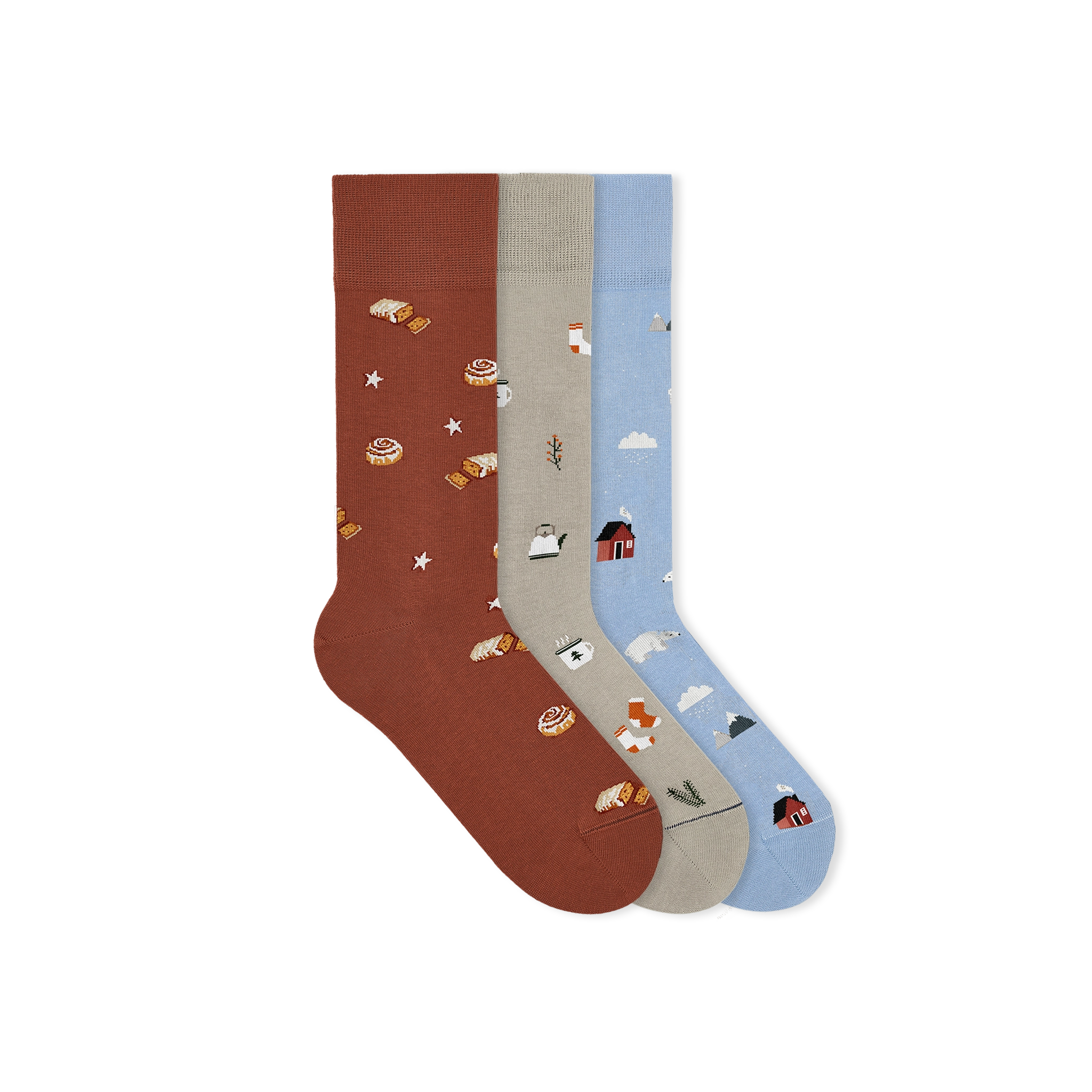 Weihnachtssocken christmas socks motiven fun motifs lustig Lebkuchen stollen hitter schnee snow huts ski coco glühwein 