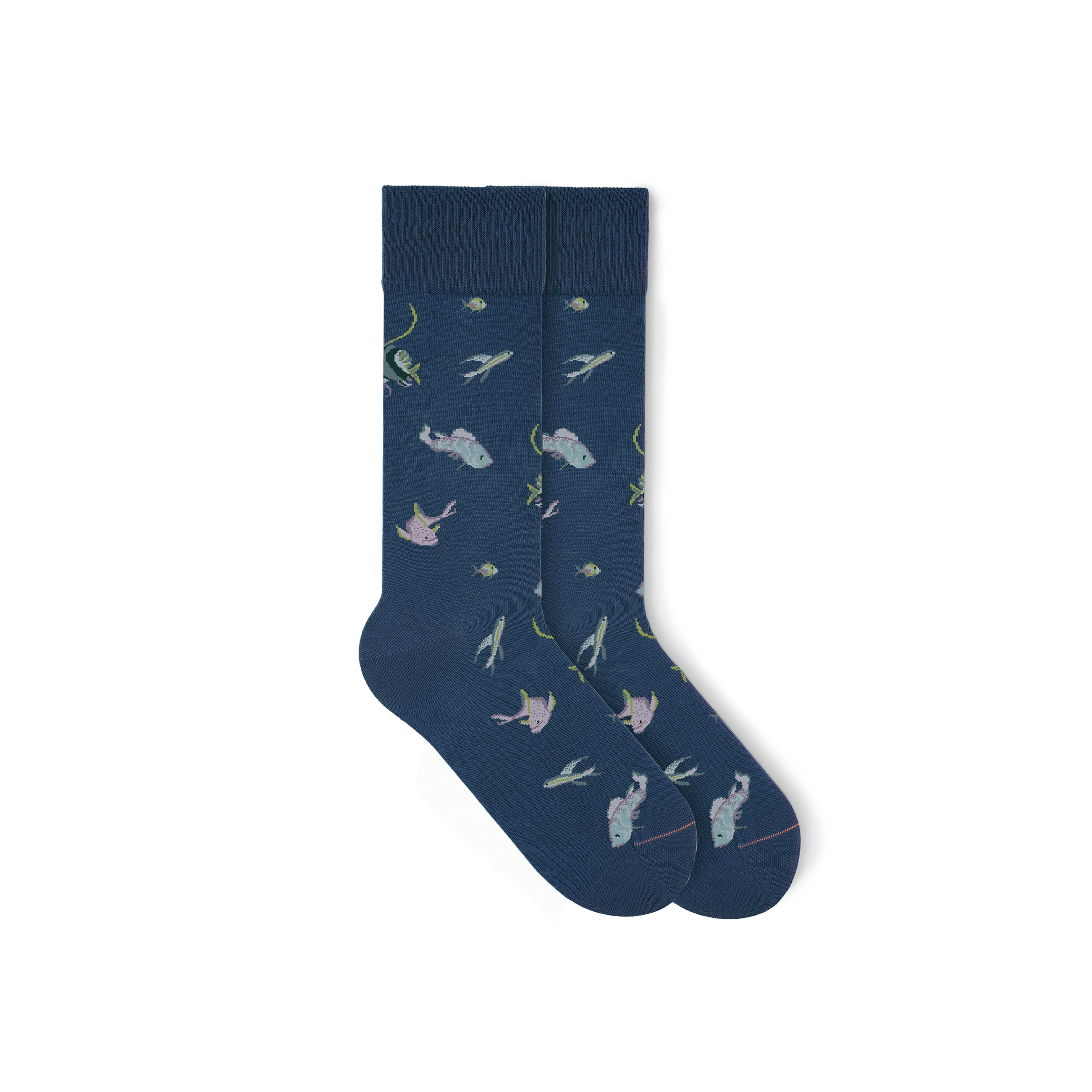 Fish_gemusterte_socken blau nachhaltig Ozean motiv Socken lustige socken Anzugssocken business socken