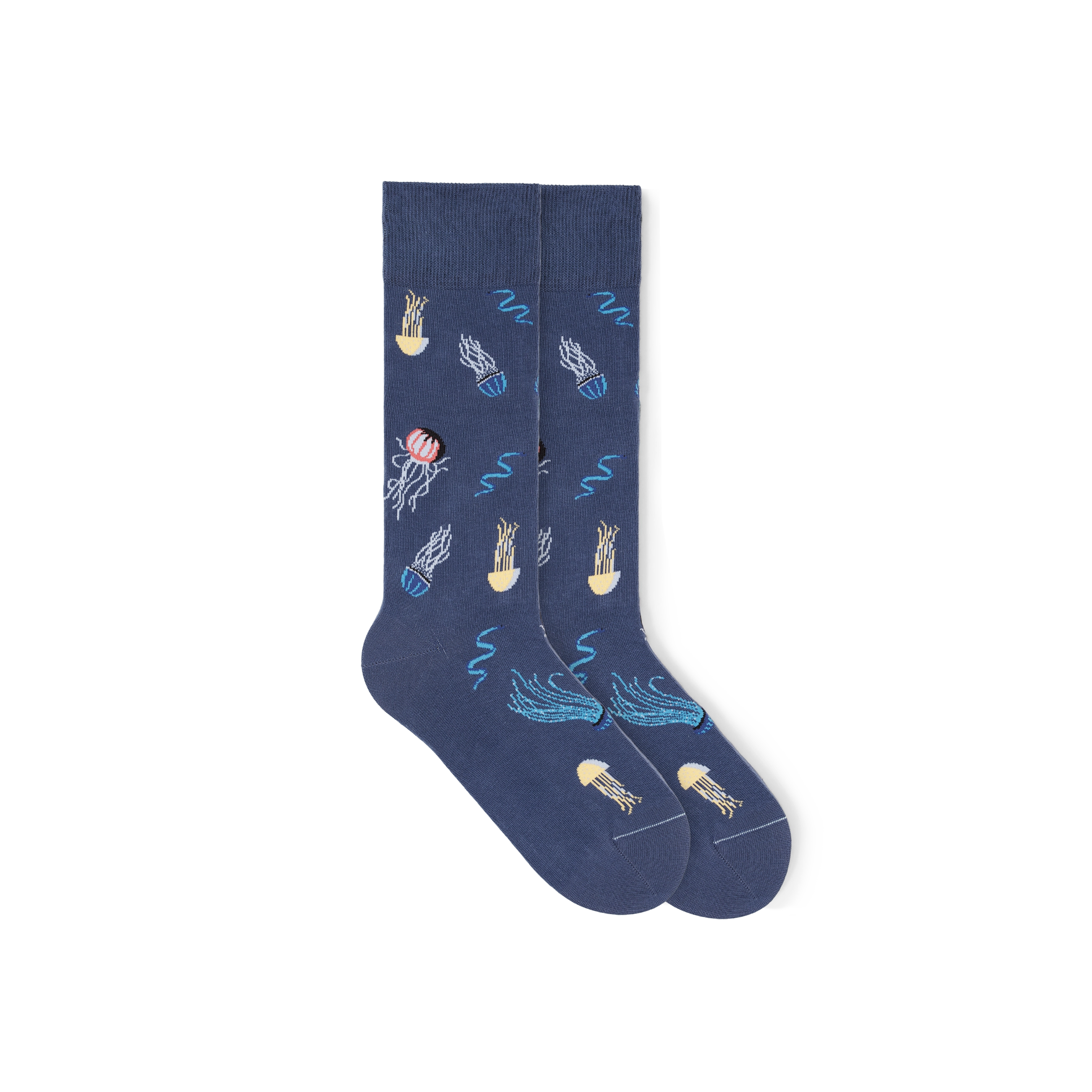 Jellyfish_gemusterte_socken Ozean motiv socken anzugssocken lustige socken dunkelblaue socken 