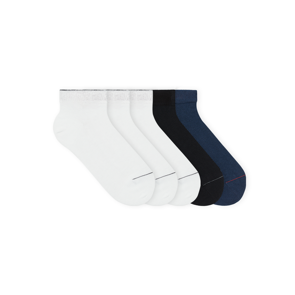 kurze sneaker socken set basics - black and white navy classic sneaker socks 5-pack