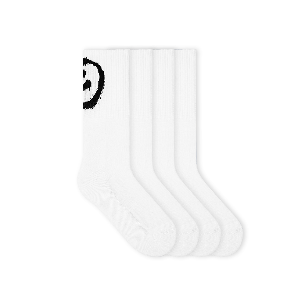 tennis socks white, weiße tennis socken mit smiley im schwarz Crew style socks, sport socks, sneaker socks, 80s socks, retro socks