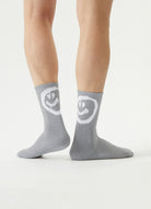 tennis socks gray tennis socken mit smiley Crew style socks, sport socks, sneaker socks, 80s socks, retro socks